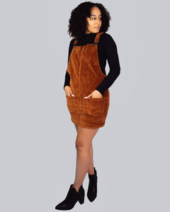 Corduroy Overall Dress (Tan)
