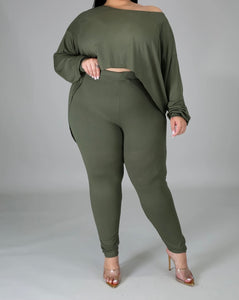Fall For You Pant Set - Olive